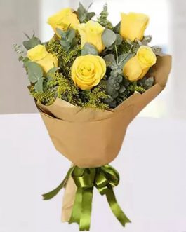 6 yellow roses bouquet
