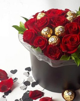 Flower and chocolate gift box