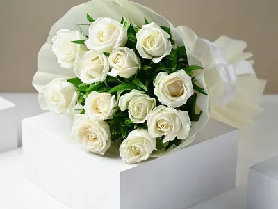 Elegant White Roses Bouquet