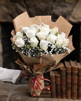 Home 10 white roses bouquet - theflowers.pk